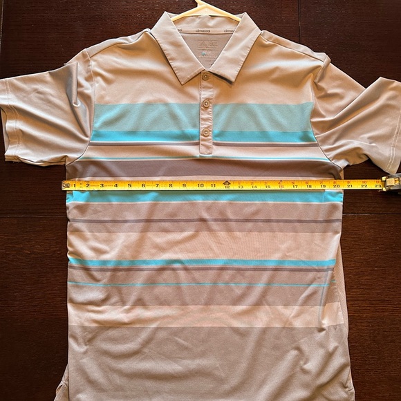 Men's Striped Polo Shirt - Beige and Blue - Picture 2 of 3